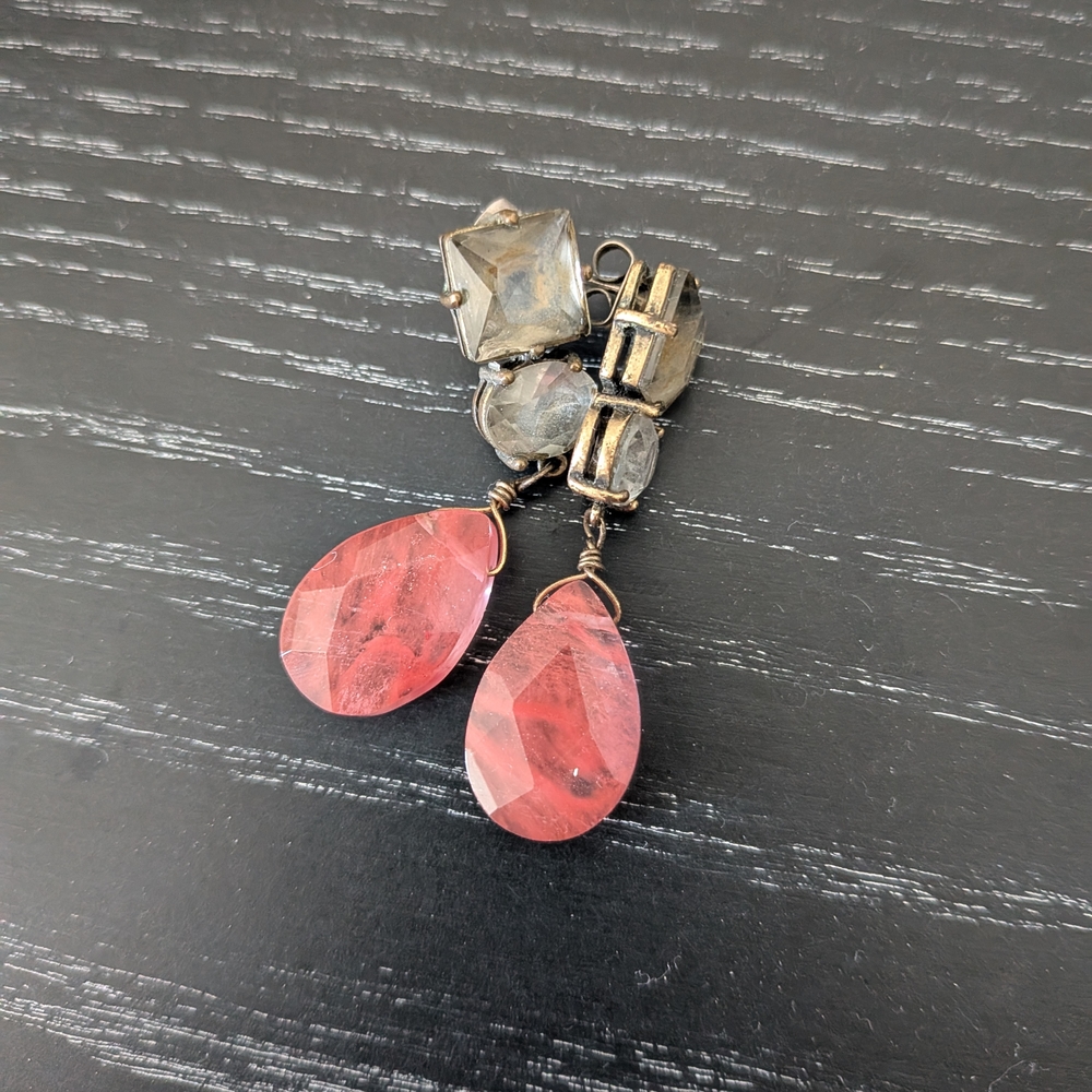 LOFT Pink and Gray Teardrop Earrings